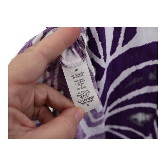 IC by Connie Tunic Top Size Small Purple Crinkle 3/4 Sleeves Lagenlook Geometric - Picture 10 of 10